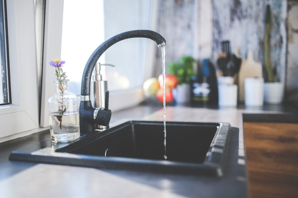 Kitchen tap running water